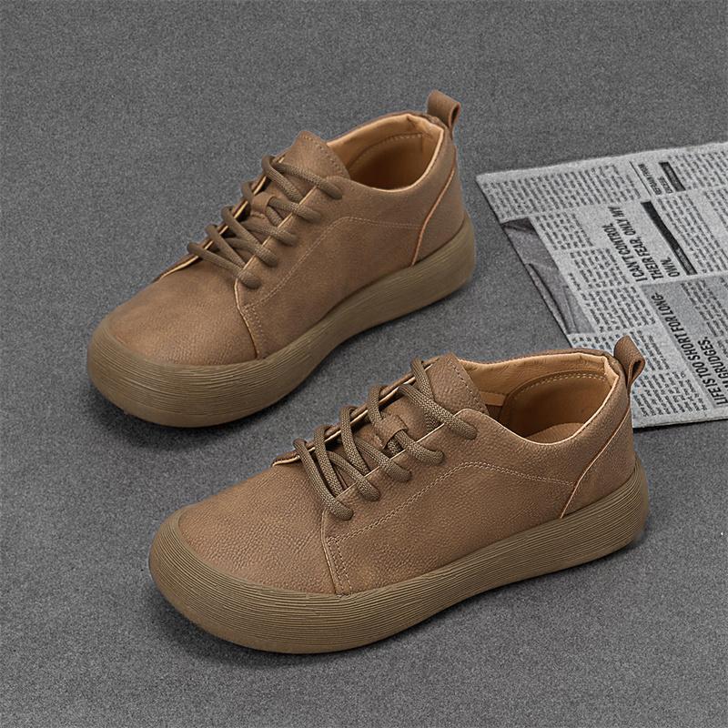 Fashion Mens Casual Shoes Breathable Lightweight Leather Shoes Comfortable Work Shoes Lace-up Walking Sneakers Classic Men Boots