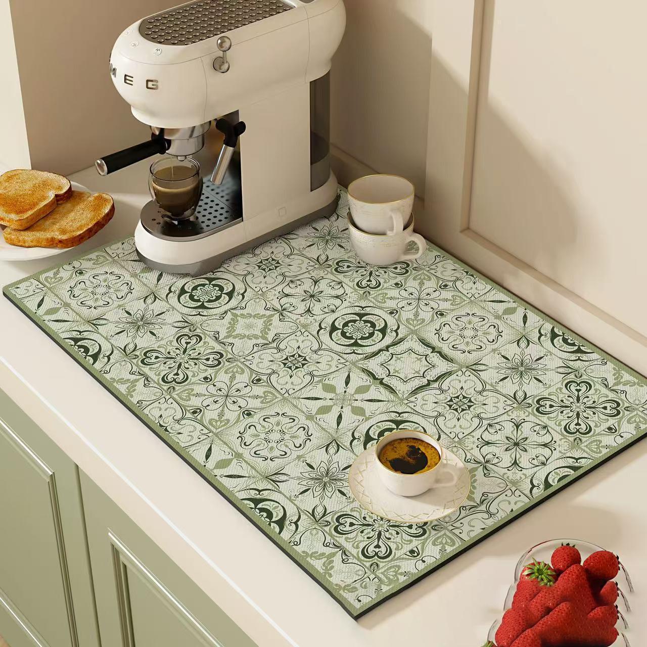 

Кухонный впитывающий коврик Кофейный коврик для сушки посуды Противоскользящий Дренажный коврик Коврик для ванной комнаты Дренажный коврик Впитывающий коврик для посуды 20x30cm