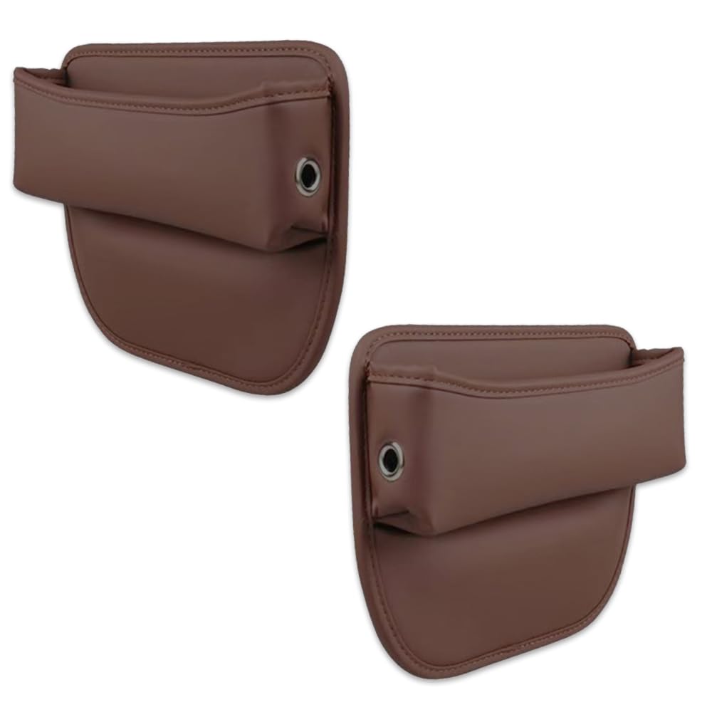 Nicheez Car Seat Gap Storage Side Pocket Compact (Pair, Brown)