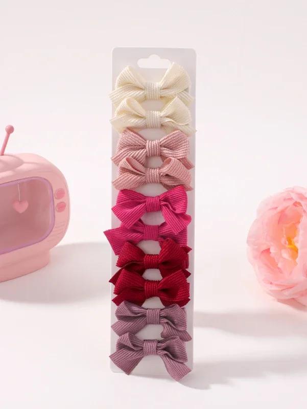 

10 шт./набор Милые 2-дюймовые однотонные ленточные банты для волос с зажимом для женщин, девочек, принцесс, ручной работы, мини-бантики, заколка-автомат, аксессуары для волос