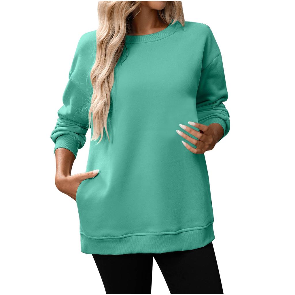 Women Winter Tops Women's Long Sleeve Sweatshirt Casual Crewneck Loose Fit Pollover Fleece Tops