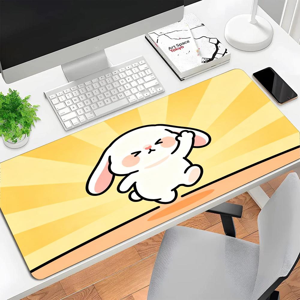 Cute Cartoon White Goose Design Large Size Playmat Natural Rubber Nonslip For Laptop Office Desktop Bedroom Gaming
