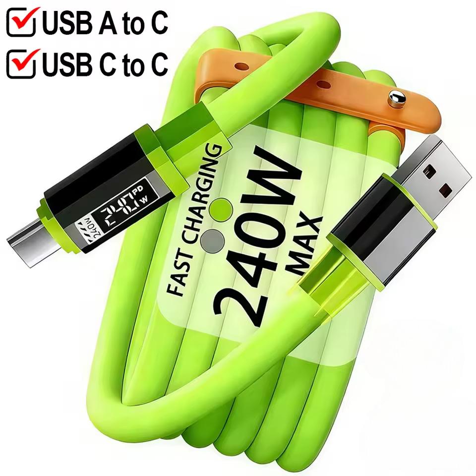 240W Super-Schnellladekabel Typ C auf Typ C Universelles Hochleistungs-Ladegerät USB-Kabel für 16 15 14 Huawei Samsung