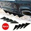4pcs Universal Car Rear Bumper Lip Diffuser Shark Fins Canards Spoiler Splitter Carbon Black ABS Anti-Collision Accessories