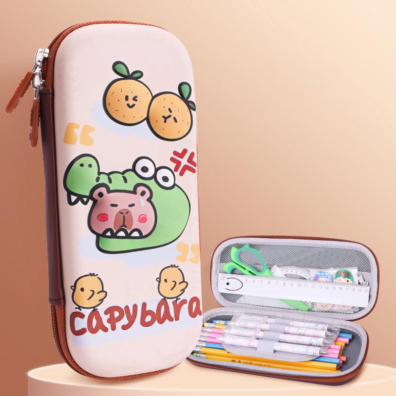 3D Capybara Pencil Case Drop Resistant Student School Supplies Large Capacity Multifunctiona Pen Pouch Stationery