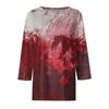 Women's Fashion Casual Three-quarter Sleeve Halloween Printed Round Neck Top