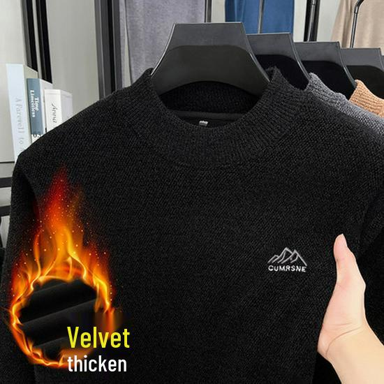 Men's Velvet Thick Winter Knit Chenille High-Collar Sweater