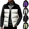 Men's Corduroy Patchwork Zipper Vest Stand Collar Sleeveless Outdoor Casual Warm Vest Jacket