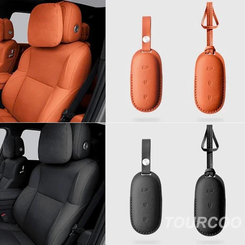 Leather Car Key Case Shell Keychain for Lixiang L9 L8 L7 L6 Key Case Cover for LI Lixiang Leading Ideal L6 L7 L8 L9 2022-2025