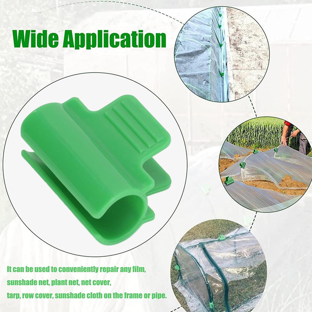24pcs Greenhouse Clamps Single Head Row Cover Netting Tunnel Hoop Clips Insect Proof Shed Film Shading Net Rod Clips
