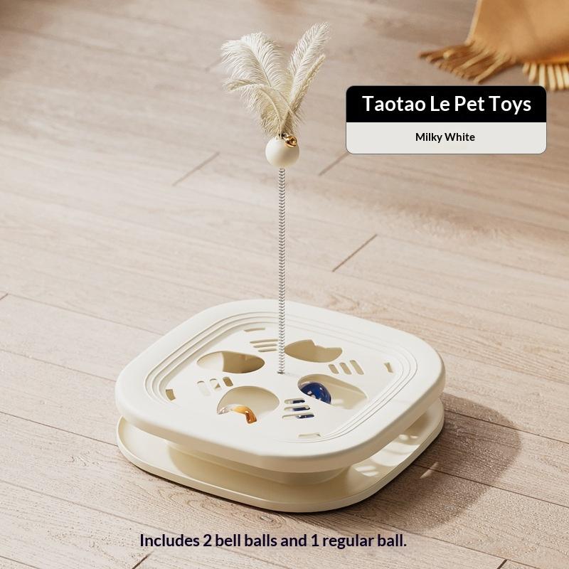 Interactive Cat Puzzle Toy Maze Game Kitten Turntable Track Roller Balls Toys With Feather Pets Self Entertainment Training Toy
