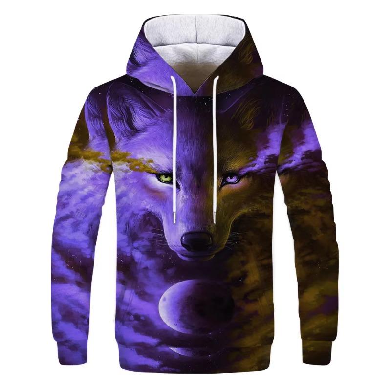 New Fashion Animal 3D Printed Hoodie Men and Women Personalized Design Sweatshirt Snow Double Wolf Harajuku Oversized Hoodie