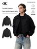 11KN Unisex Black Boxy Fit Retro Bomber Jacket with Lapel