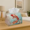1pc Oriental Artistic Elegant Tissue Box-Koi Fish Floral Illustration,Durable Napkin Organizer for ,Kitchen,Dining,Home Decor-Decorative Tabletop Part