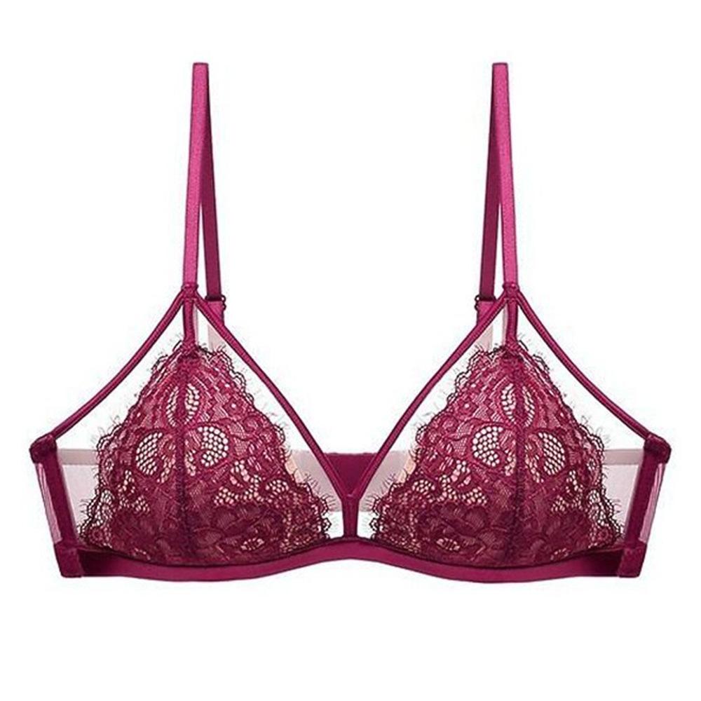 

Летнее сексуальное кружевное нижнее белье Женский французский бюстгальтер без косточек с тонкими треугольными чашками для маленькой груди, собирающее нижнее белье S бордовый