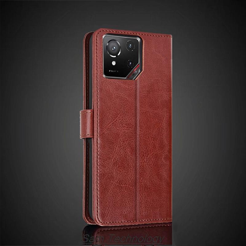 Card Holder Cover Case for ASUS ROG Phone 9 / ROG Phone9 Pro Pu Leather Flip Cover Retro Wallet Phone Case Business Fundas Coque