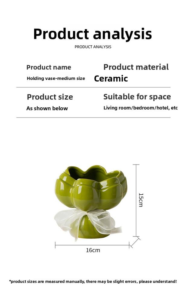 Ceramic Hand-held Flower Vase Desk Decoration Flowers Arrangement Artificial Flower Decorative Floral Vases Room Aesthetic Decor