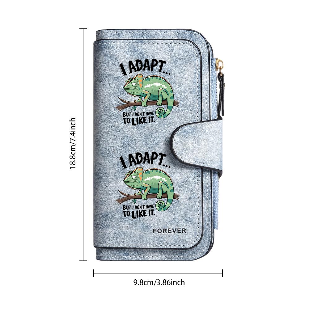 Funny Chameleon Print Long Wallet Casual Daily PU Leather Purse Card Holder For Women Men
