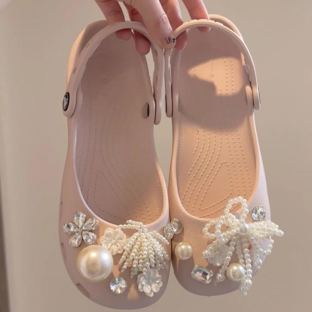 New Sweet Adorable Cute Pearl Diamond Flower Ballet Shoe Buckles Handmade Removable Accessories for Women Girls Birthday Gift
