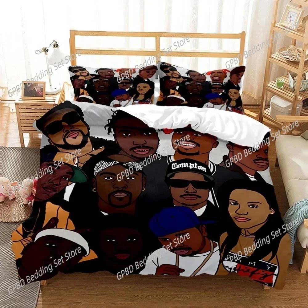 Comforter Hip Hop Rapper Bedding Set 3D Printed Suitable For Bedroom Kids Home Textile