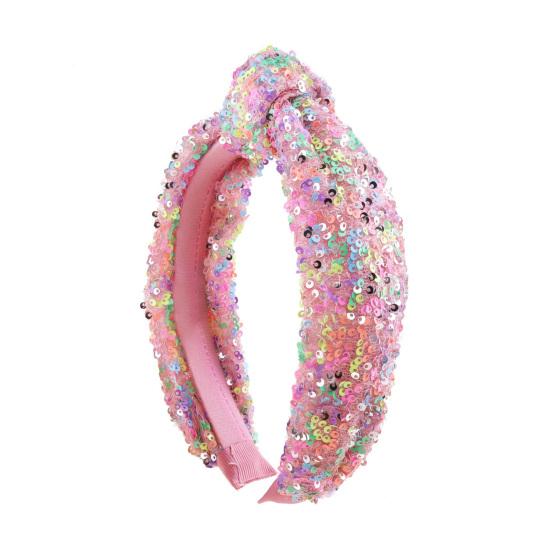 Girls Hair Hoop Knotted Shiny Sequin Elastic Headband Comfortable Fit Glittery Sparkling Hairband Hair Accessories