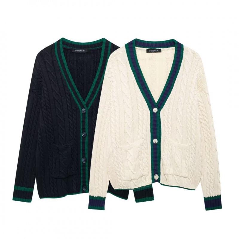 

Autumn European & American Women s Street Fashion Cable Knit Cardigan Large грязно-белый