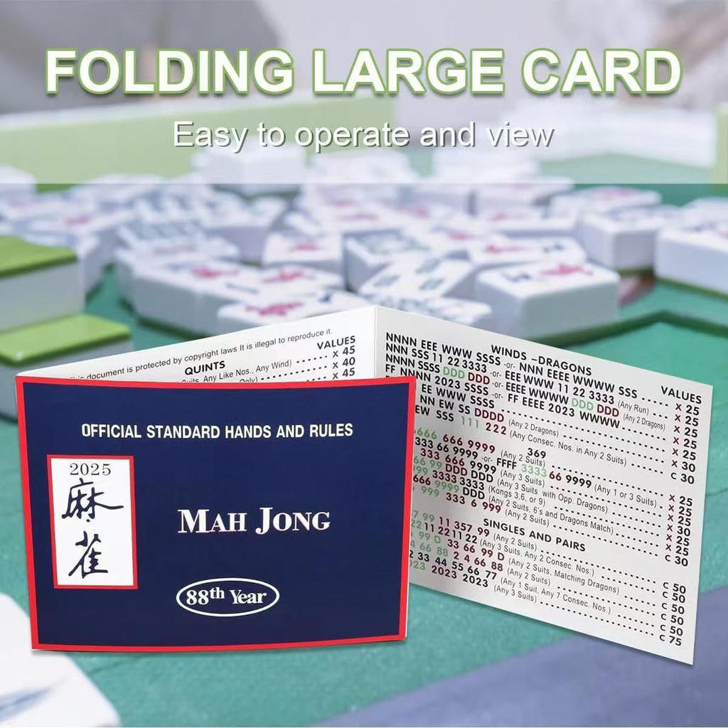 4Pcs Mah-Jong 2025 Cards Official Revision - Large Size