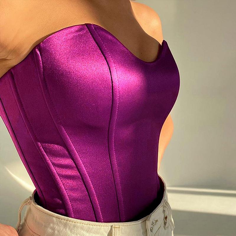 

Женский жилет Design Sense Fishbone Waist, сексуальный, с тонкой талией, тонкий, темпераментный, однотонный, топ-бюстье S фиолетовый