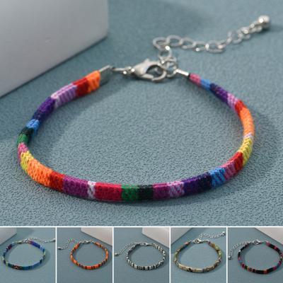 Geflochtenes Armband Bohemian Ethno Gewebt Verstellbar Geometrisch Dekorativ Geschenk Damen Buntes Seil Armreif Handgelenk Accessoires für den täglichen Gebrauch
