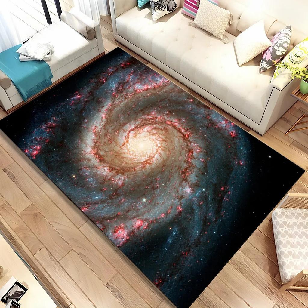 Kristallteppich Galaxie Universum Weltraum Sterne Teppich - Rutschfeste Fußmatte für Wohnzimmer Schlafzimmer Kinder Spiel Dekor Flauschiges Kinderzimmer