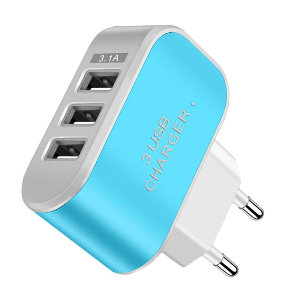 USB Charger Block Multiple Ports 3 Ports Compact USB Charging Block Glowing Intelligent USB Plug For Smartphone Home