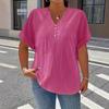 V Neck Casual Simple Summer Blouse Large Size Short Sleeve Fashion Elegant Buttons Shirts Ladies Solid Color Office Tops Elegant Sweet Clothing