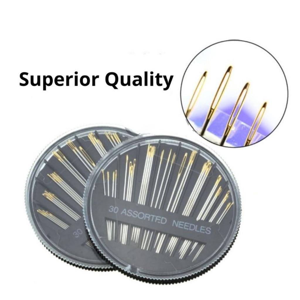 30Pcs Assorted Hand Sewing Needles Quilt Embroidery Mending Craft Sew Case