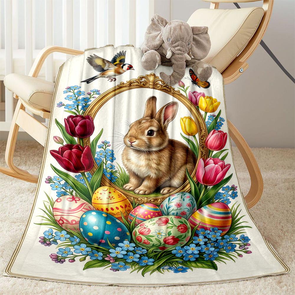 Springtime Bunny Garden Blanket,Suitable for sofas, offices, travel, living rooms, Gifts to relatives and friends, Blanket,Suitable for all seasons.