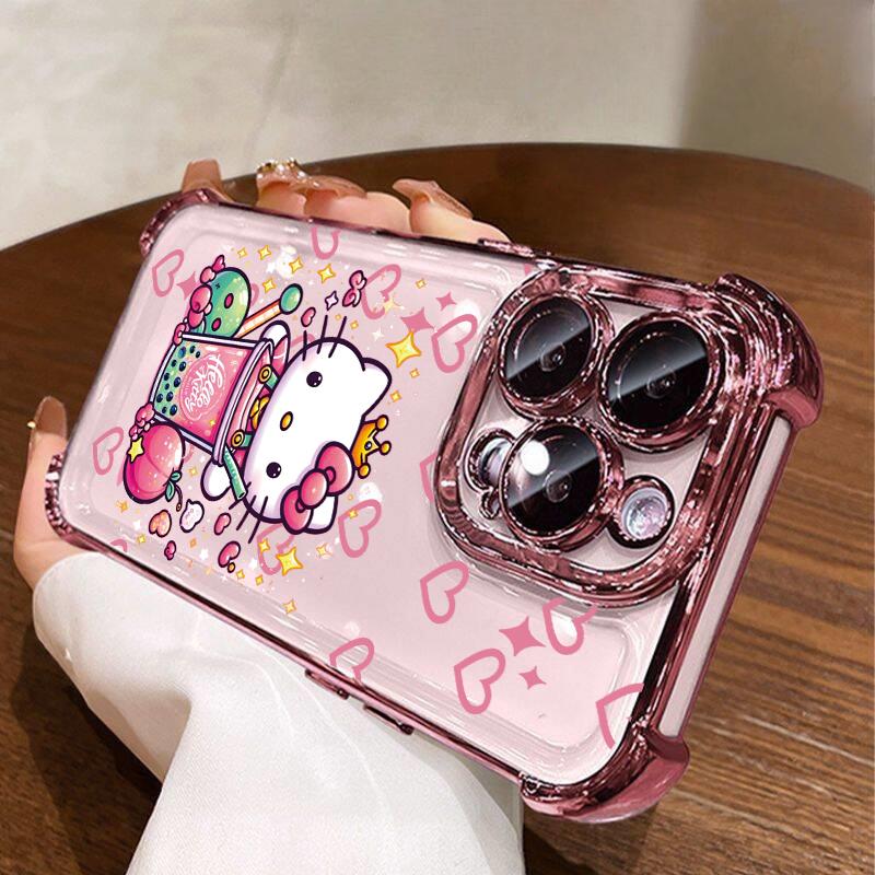 Strawberry Hello Kitty Case For Iphone 17 Pro Max 17 Air 16 15 14 13 12 11 Pro Max 15 Plus 16E 13 mini Shockproof Clear Casing