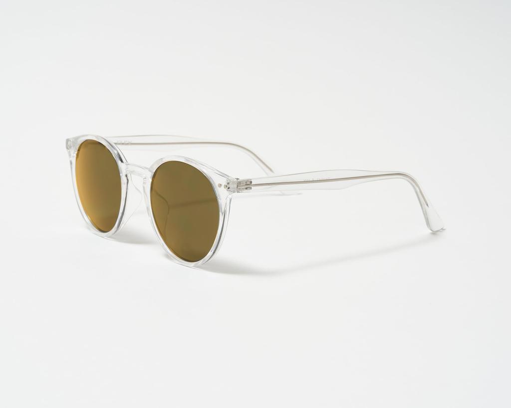 Classic Round Clear Frame Sunglasses Clear Brand Popular Stylish Fashion Glasses UV Protection [Flex] (F L Brown) Women's Men's