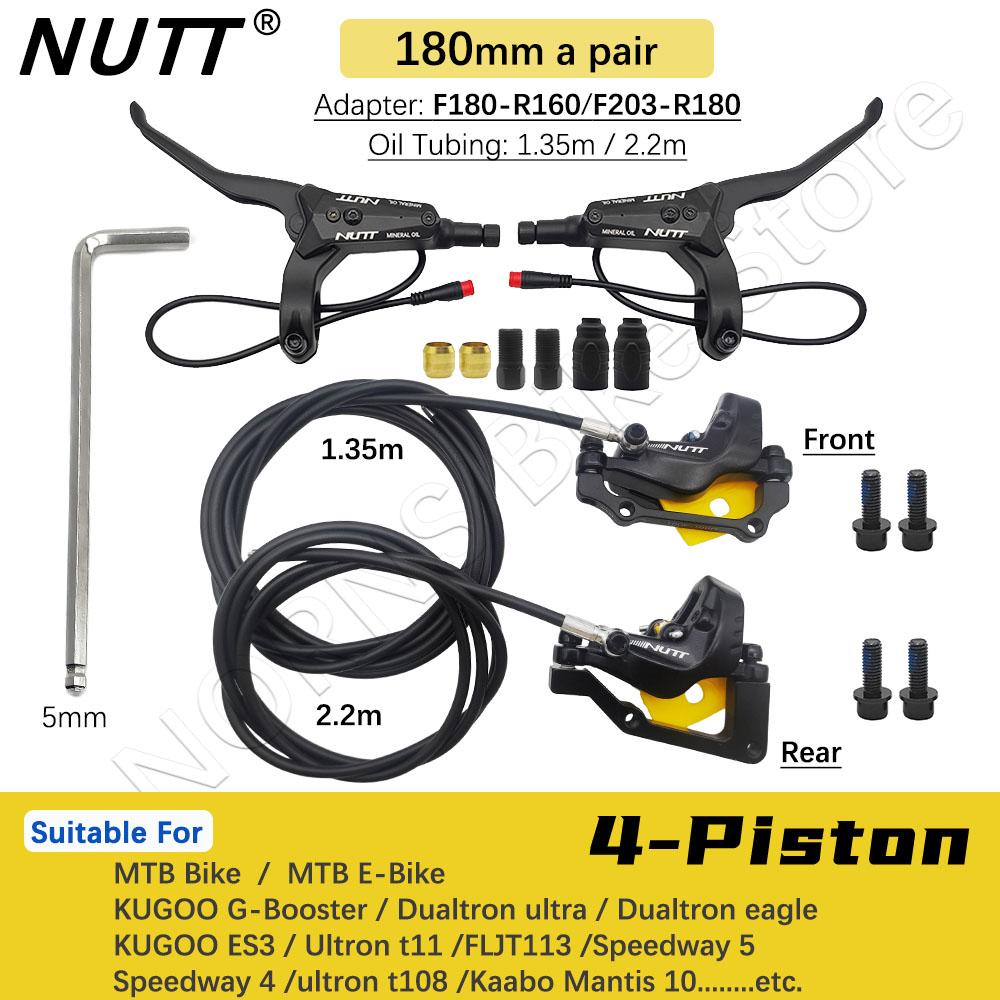 NUTT 4 Piston Y-5 Electric E-Bike Scooter Disc Brake Hydraulic Bicycle 140 160 180 Rotor For A5-D KUGOO Dualtron Kaabo Mantis