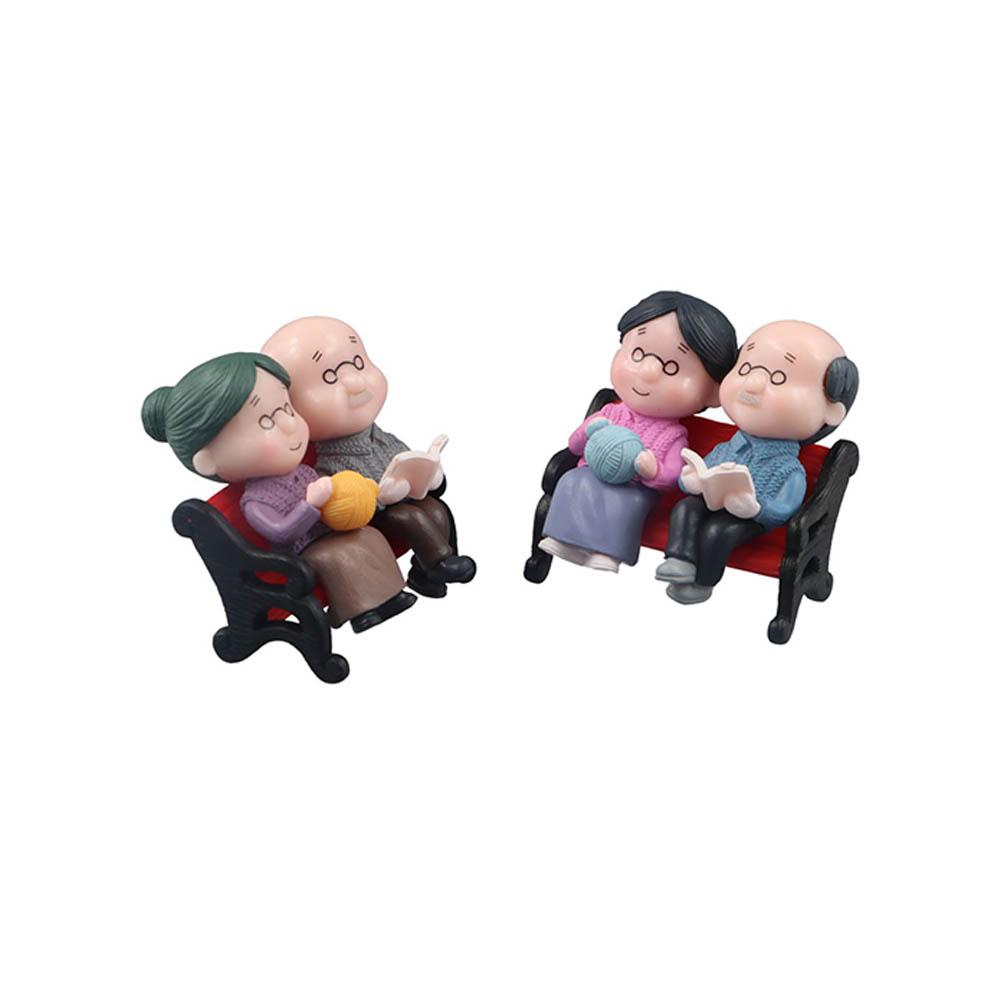 Krajinný domeček pro panenky Pár Dědeček Vánoční Dekorace Ozdoby Miniatury Vílí Zahrada Figurky