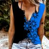 Women Tanks Sexy V Neck Sleeveless Summer Tops Vest 3D Graffiti Flowers Print Cool Lightweight Tops