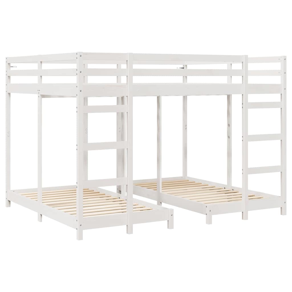 Triple Deck Bunk Bed Frame White 160 x 200 cm