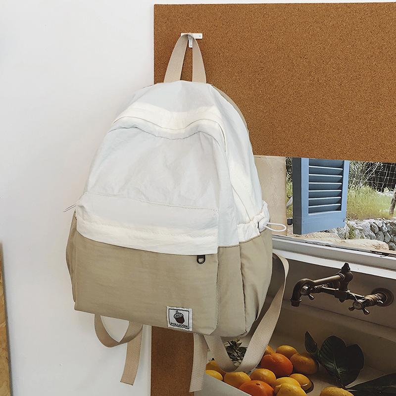 

Large-capacity casual nylon cloth women s backpack going out for travel, large bag for primary and secondary school students, schoolbag белый