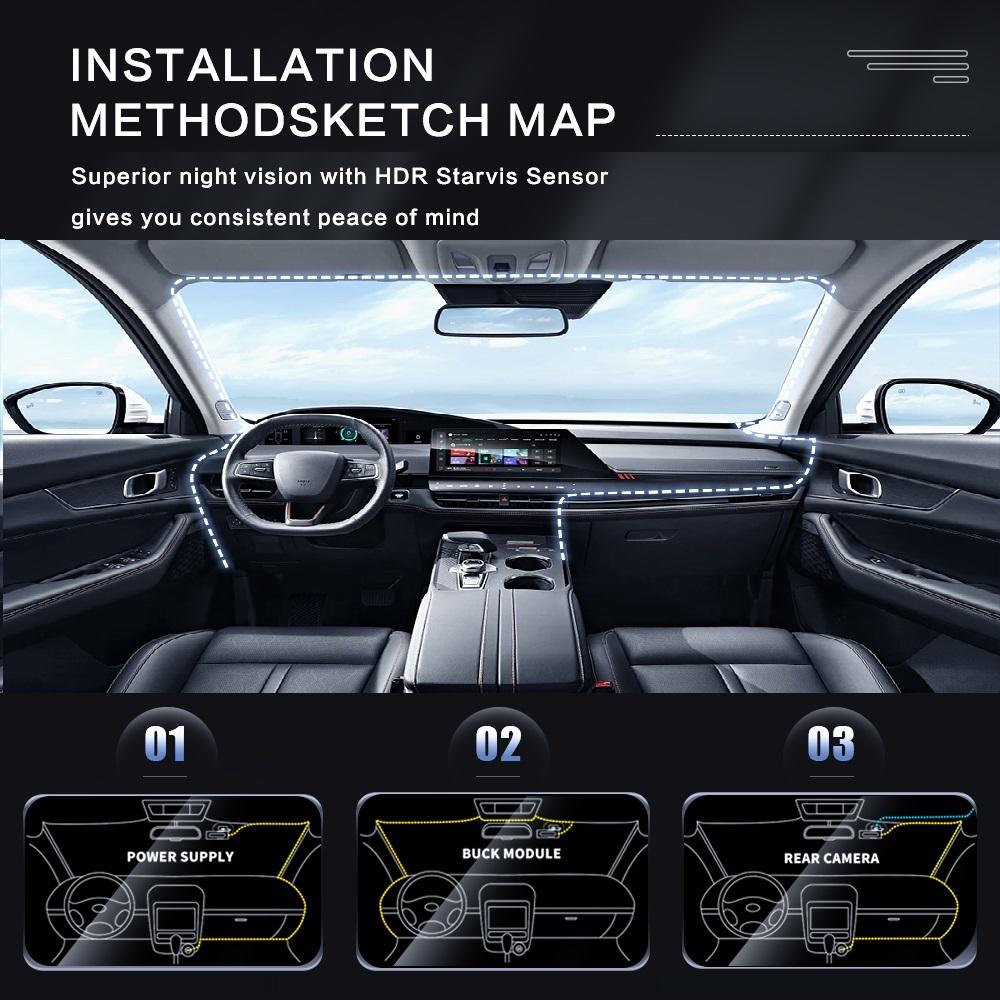 Car Dash Camera, 2-inch IPS Screen, 2/3 Lenses, Infrared Night Vision DVR Recorder, In-car DVR
