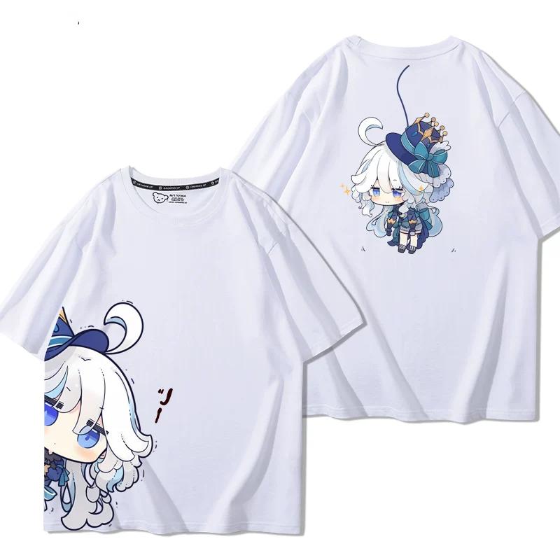 Popolari T-shirt da Uomo Genshin Impact Furina Stampa 3D Manica Corta Magliette Moda Uomo Donna Girocollo Top Abbigliamento Estivo