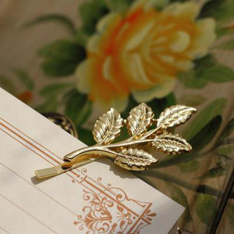 The Latest Models Three-dimensional Leaves Fresh Retro Small Hairpin Side Clip Hair Accessories Wholesale Hair Sticks Crystal