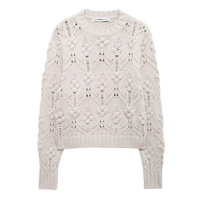 Fashion Style 2024 Fall and Winter New Women's Clothing Easiest for Match Ball-Shaped Woven Round Neck Long Sleeves Knitwear 2142145