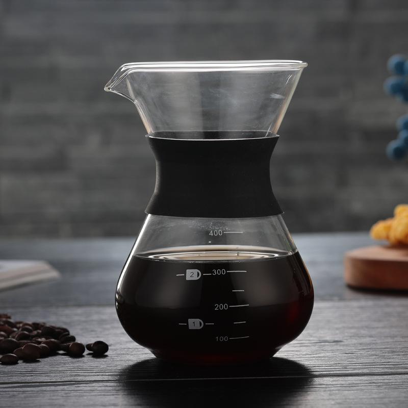 

Transparent glass coffee pot American household hand flush sharing cup drip filter stainless steel filter cup coffee