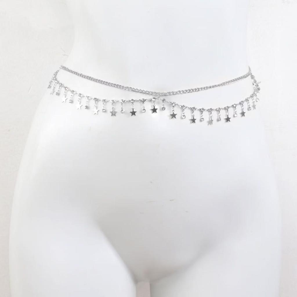 European and American Accessories, Spicy Girl Handmade Star Pendant Waist Accessories, Sexy Beach Bikini Multi-layer Tassel Waist Chain for Women