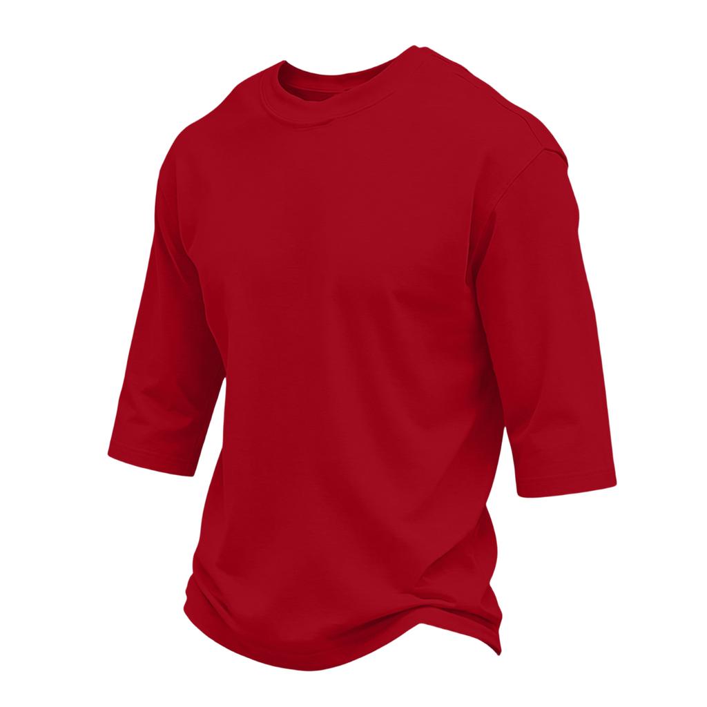 Men Casual Regular Fit Crewneck Three Quarter Sleeve T Shirt Soft Cotton Blend Plain Lightweight Top for Daily Wear