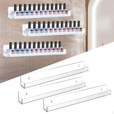 Support mural pour vernis à ongles en acrylique transparent, monté avec inserts d'extrémité amovibles, support flottant
