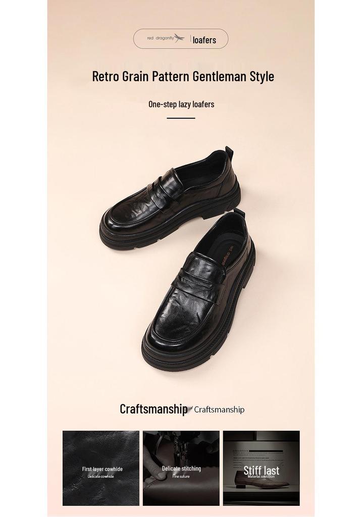 Red Dragonfly Men's Genuine Leather Slip-On Loafers